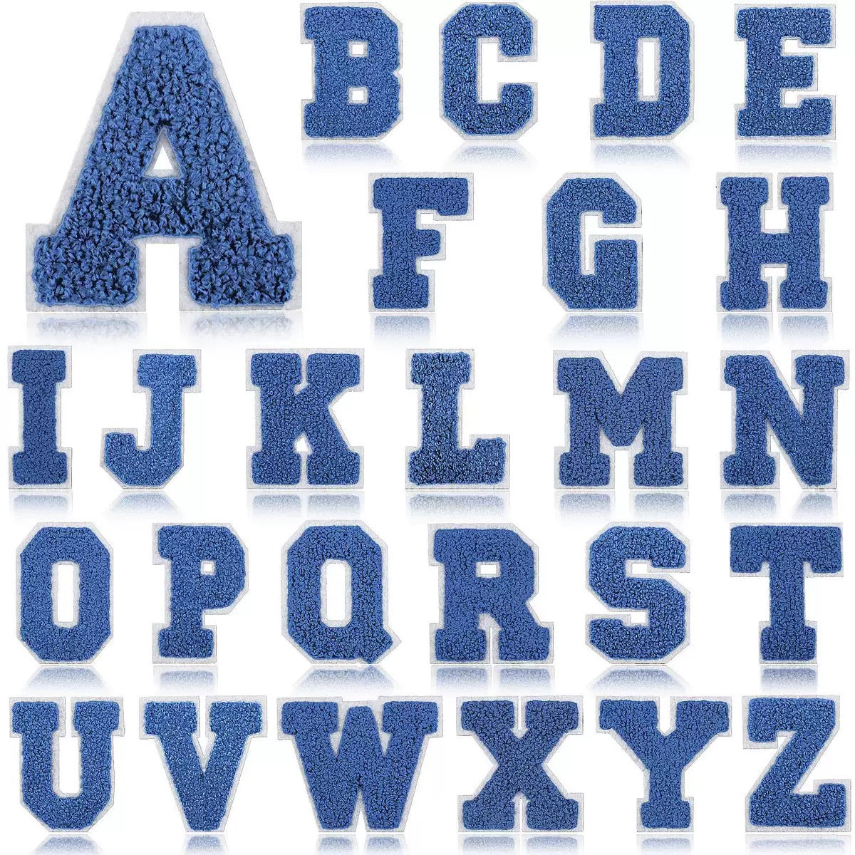 Royalblau Buchstaben A–Z Chenille Aufnäher Patches zum Aufbügeln für Kleidung DIY