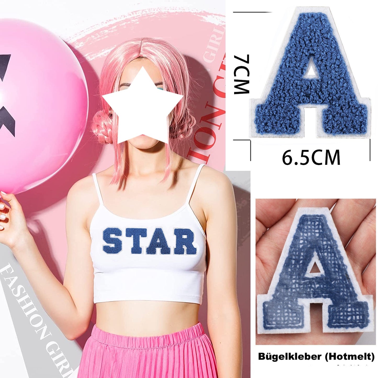 Royalblau Buchstaben A–Z Chenille Aufnäher Patches zum Aufbügeln für Kleidung DIY