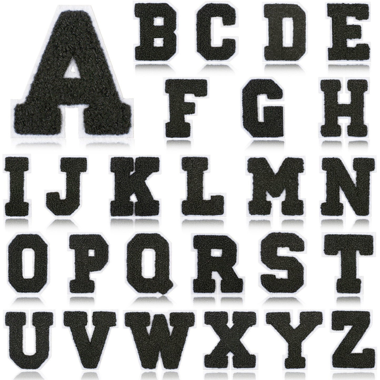 Schwarz Weiß 7cm Buchstaben A–Z Chenille Aufnäher Patches zum Aufbügeln für Kleidung DIY