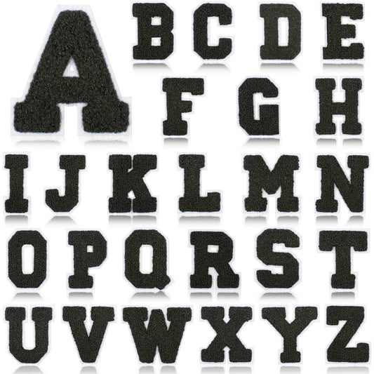 Schwarz Weiß 7cm Buchstaben A–Z Chenille Aufnäher Patches zum Aufbügeln für Kleidung DIY