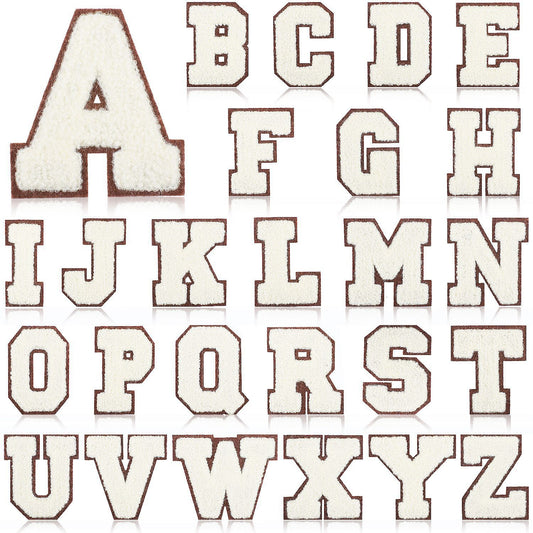 Creme 7cm Buchstaben A–Z Chenille Aufnäher Patches zum Aufbügeln für Kleidung DIY
