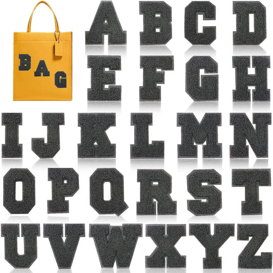 Schwarz 7cm Buchstaben A–Z Chenille Aufnäher Patches zum Aufbügeln für Kleidung DIY