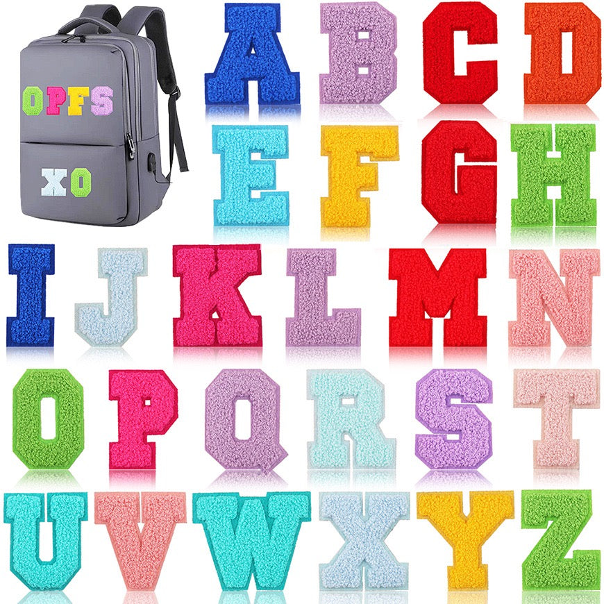 7cm Chenille Buchstaben A–Z Patch Aufnäher Aufbügelbar Kleidung Taschen DIY Farbmix 1 Mehrfarbig