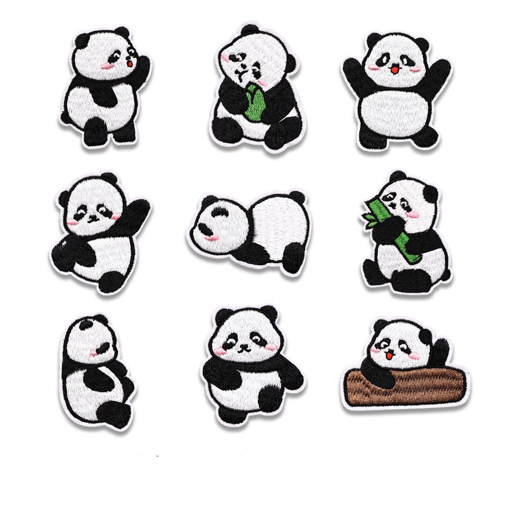Panda Patches zum Aufbügeln Aufnäher DIY Bügelbild für Kleidung Tasche Schal Mütze