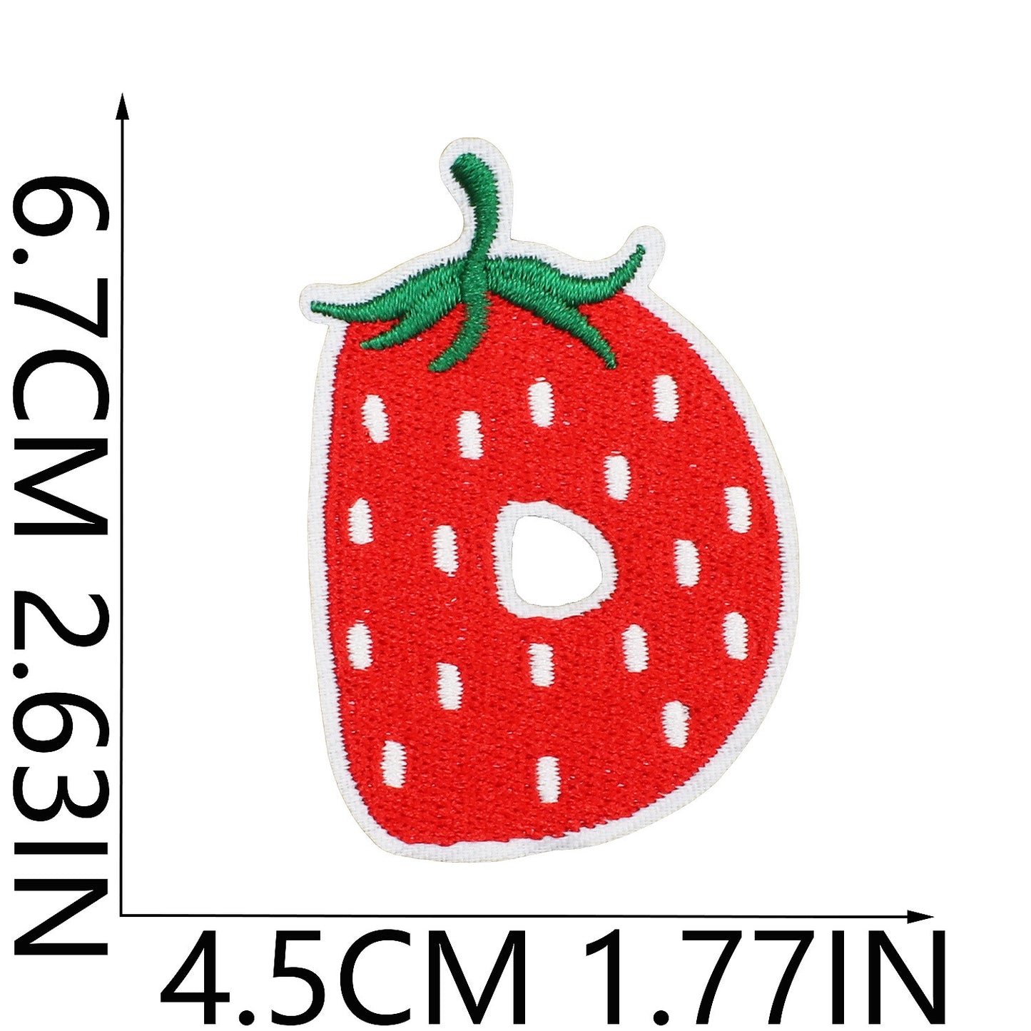 Erdbeere Buchstaben Aufnäher A–Z 6,7 cm zum Aufbügeln | Name für Schulranzen, Sportbeutel, Federmappe, Brotdose