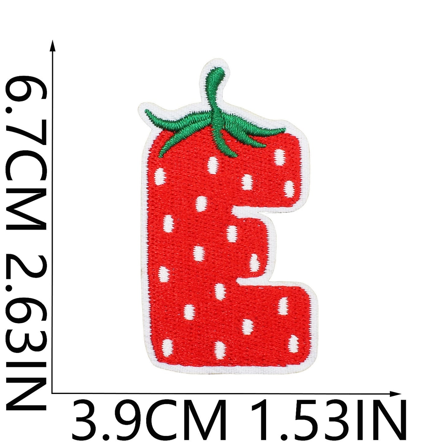 Erdbeere Buchstaben Aufnäher A–Z 6,7 cm zum Aufbügeln | Name für Schulranzen, Sportbeutel, Federmappe, Brotdose