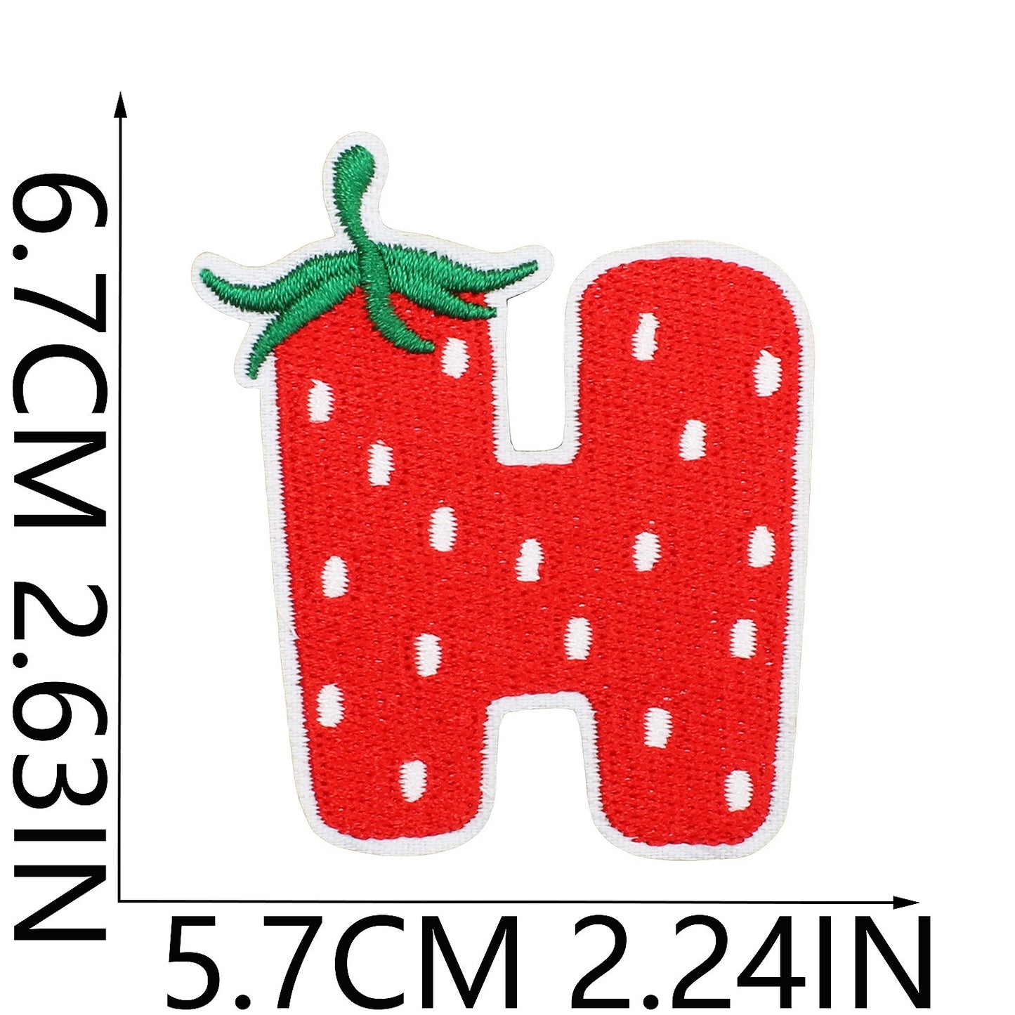 Erdbeere Buchstaben Aufnäher A–Z 6,7 cm zum Aufbügeln | Name für Schulranzen, Sportbeutel, Federmappe, Brotdose