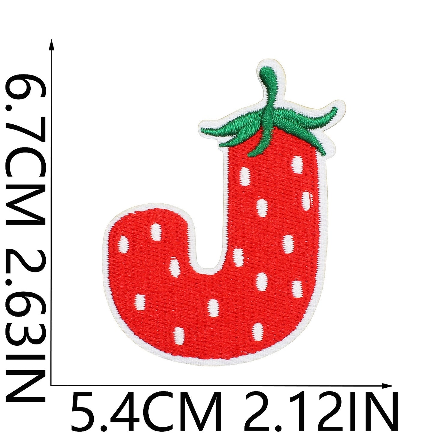 Erdbeere Buchstaben Aufnäher A–Z 6,7 cm zum Aufbügeln | Name für Schulranzen, Sportbeutel, Federmappe, Brotdose