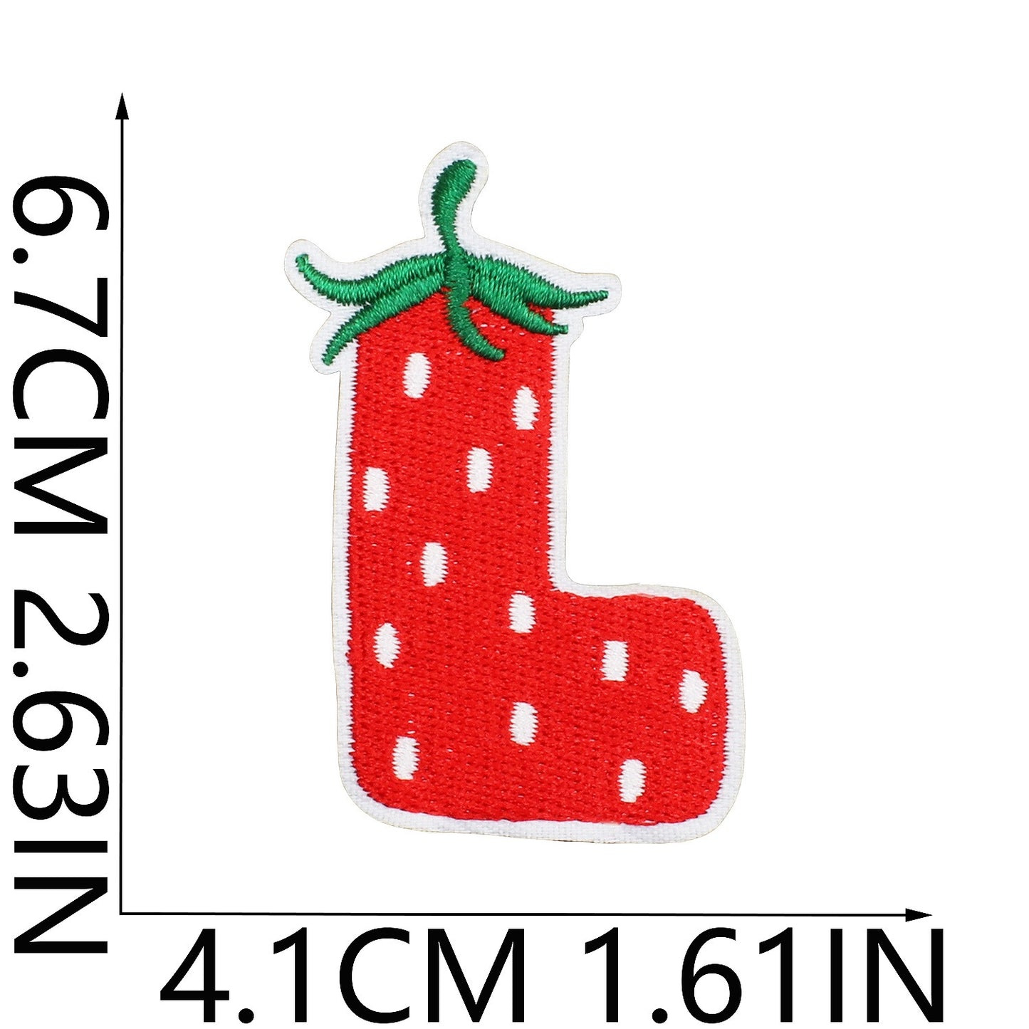 Erdbeere Buchstaben Aufnäher A–Z 6,7 cm zum Aufbügeln | Name für Schulranzen, Sportbeutel, Federmappe, Brotdose