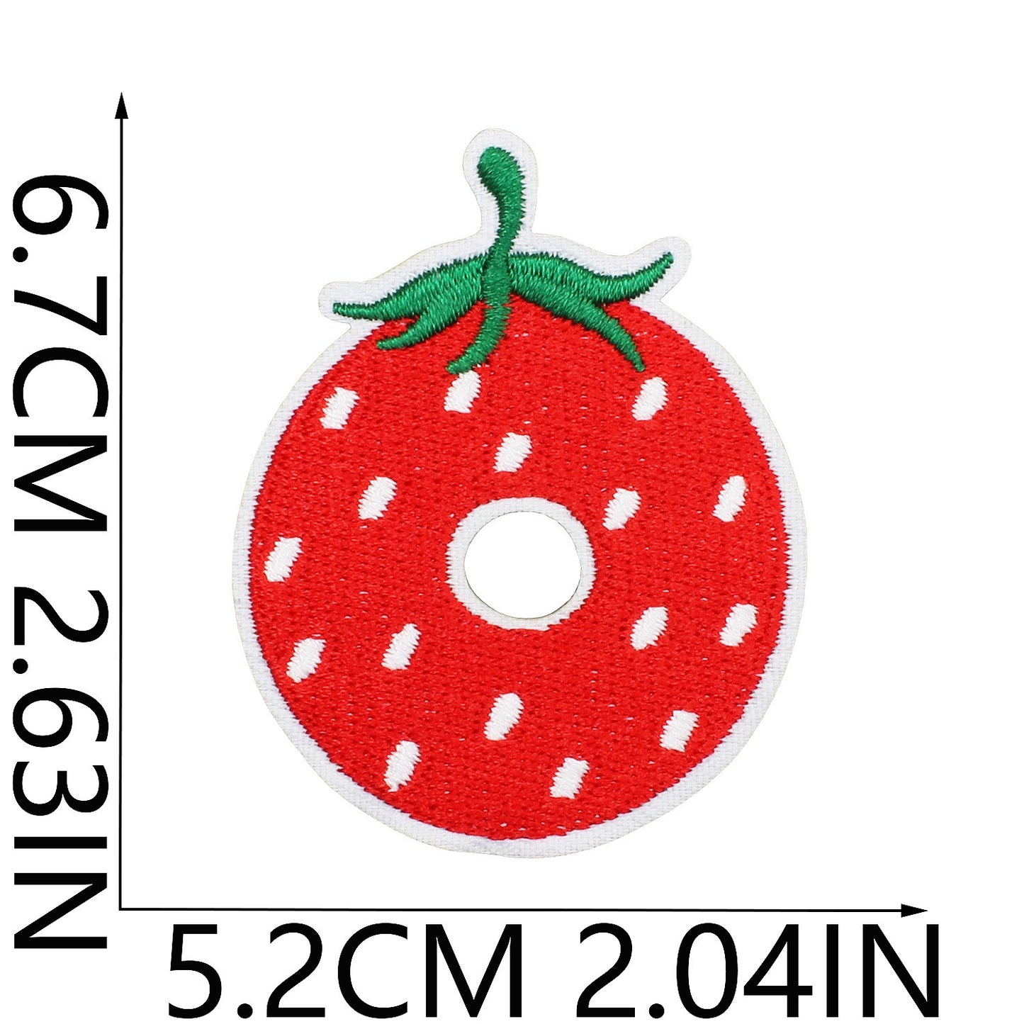 Erdbeere Buchstaben Aufnäher A–Z 6,7 cm zum Aufbügeln | Name für Schulranzen, Sportbeutel, Federmappe, Brotdose