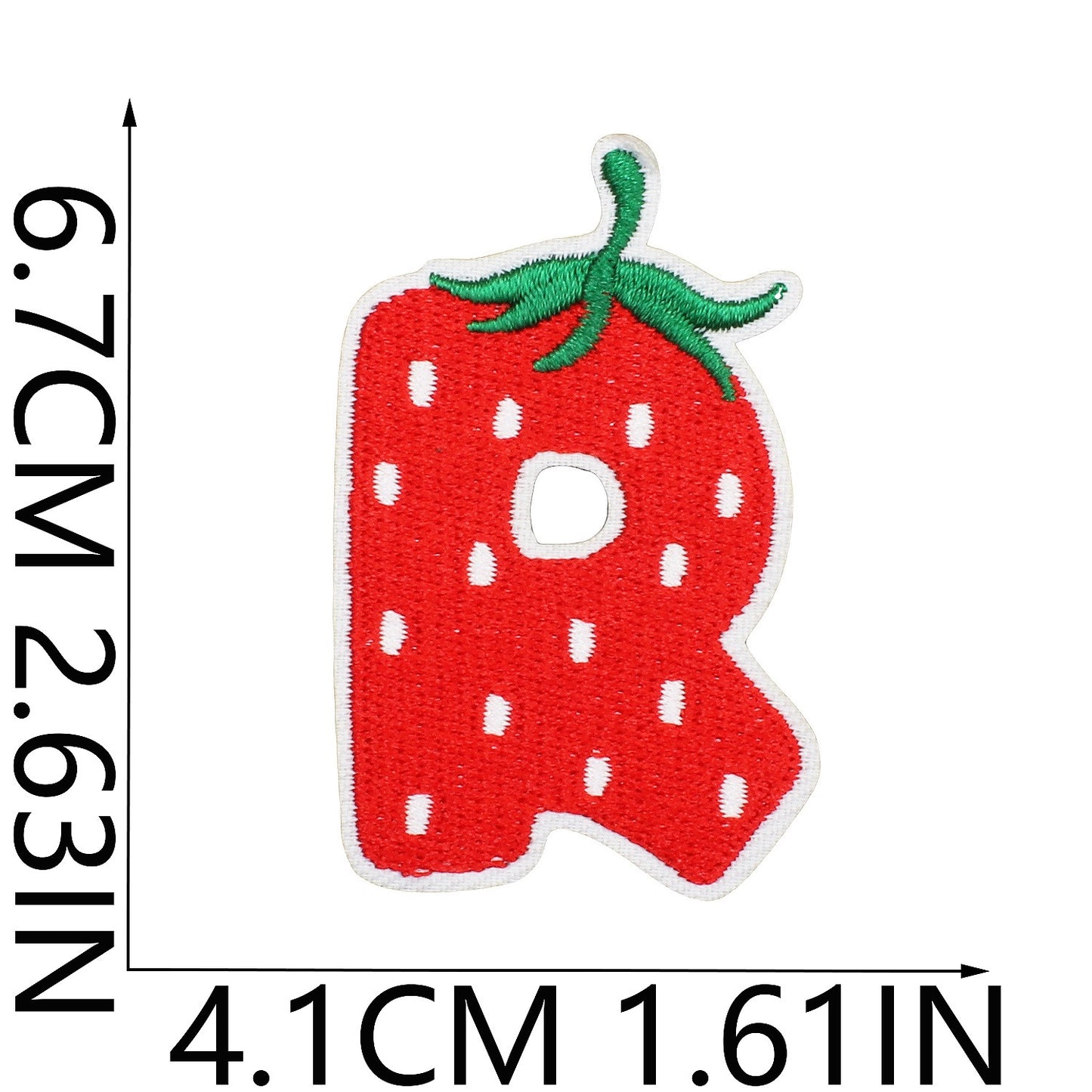 Erdbeere Buchstaben Aufnäher A–Z 6,7 cm zum Aufbügeln | Name für Schulranzen, Sportbeutel, Federmappe, Brotdose