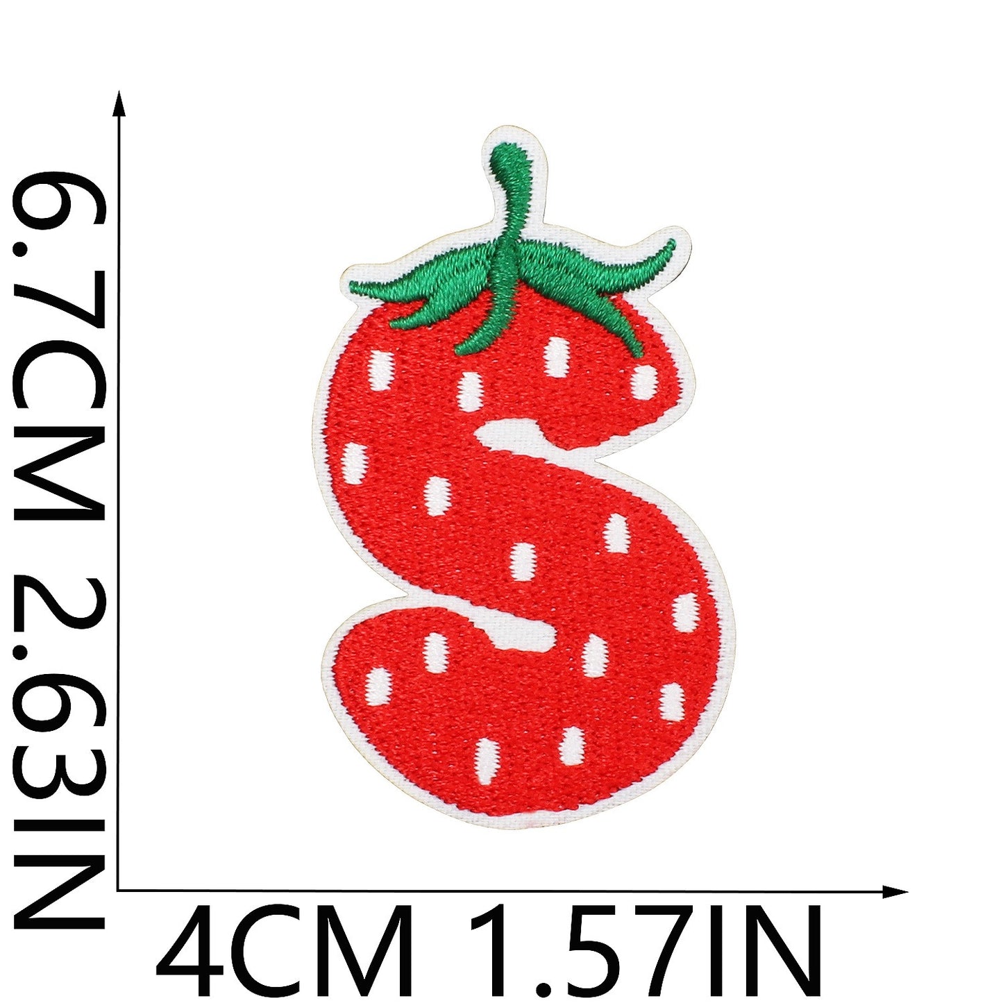 Erdbeere Buchstaben Aufnäher A–Z 6,7 cm zum Aufbügeln | Name für Schulranzen, Sportbeutel, Federmappe, Brotdose