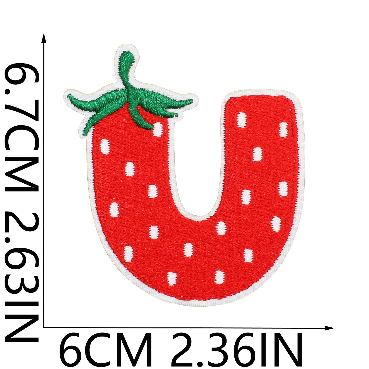 Erdbeere Buchstaben Aufnäher A–Z 6,7 cm zum Aufbügeln | Name für Schulranzen, Sportbeutel, Federmappe, Brotdose
