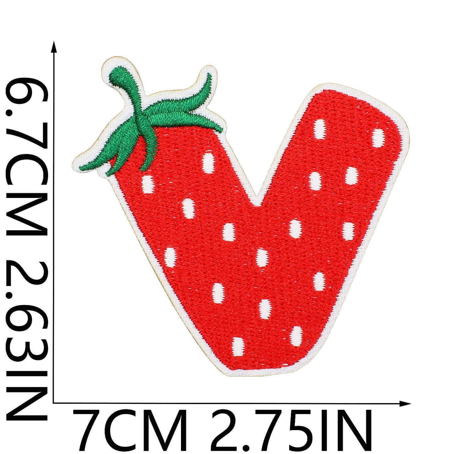 Erdbeere Buchstaben Aufnäher A–Z 6,7 cm zum Aufbügeln | Name für Schulranzen, Sportbeutel, Federmappe, Brotdose