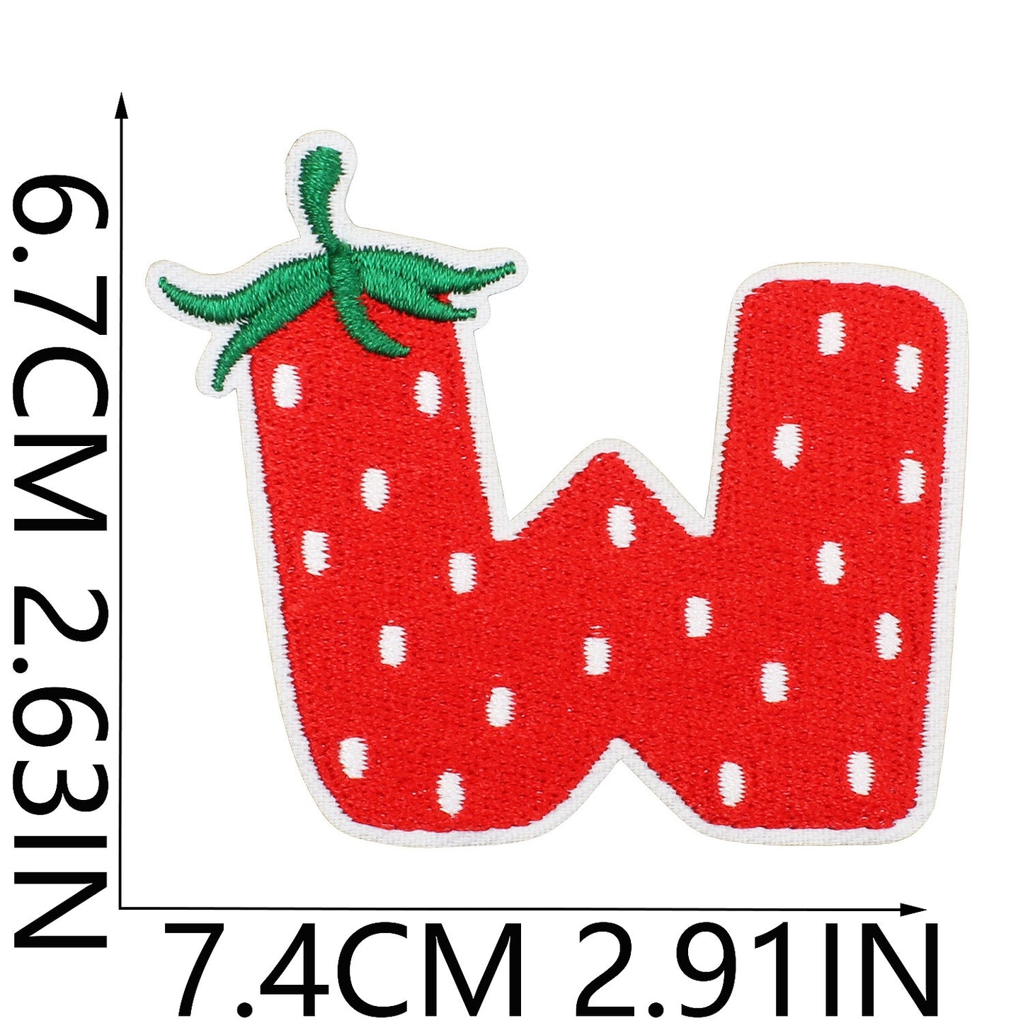 Erdbeere Buchstaben Aufnäher A–Z 6,7 cm zum Aufbügeln | Name für Schulranzen, Sportbeutel, Federmappe, Brotdose