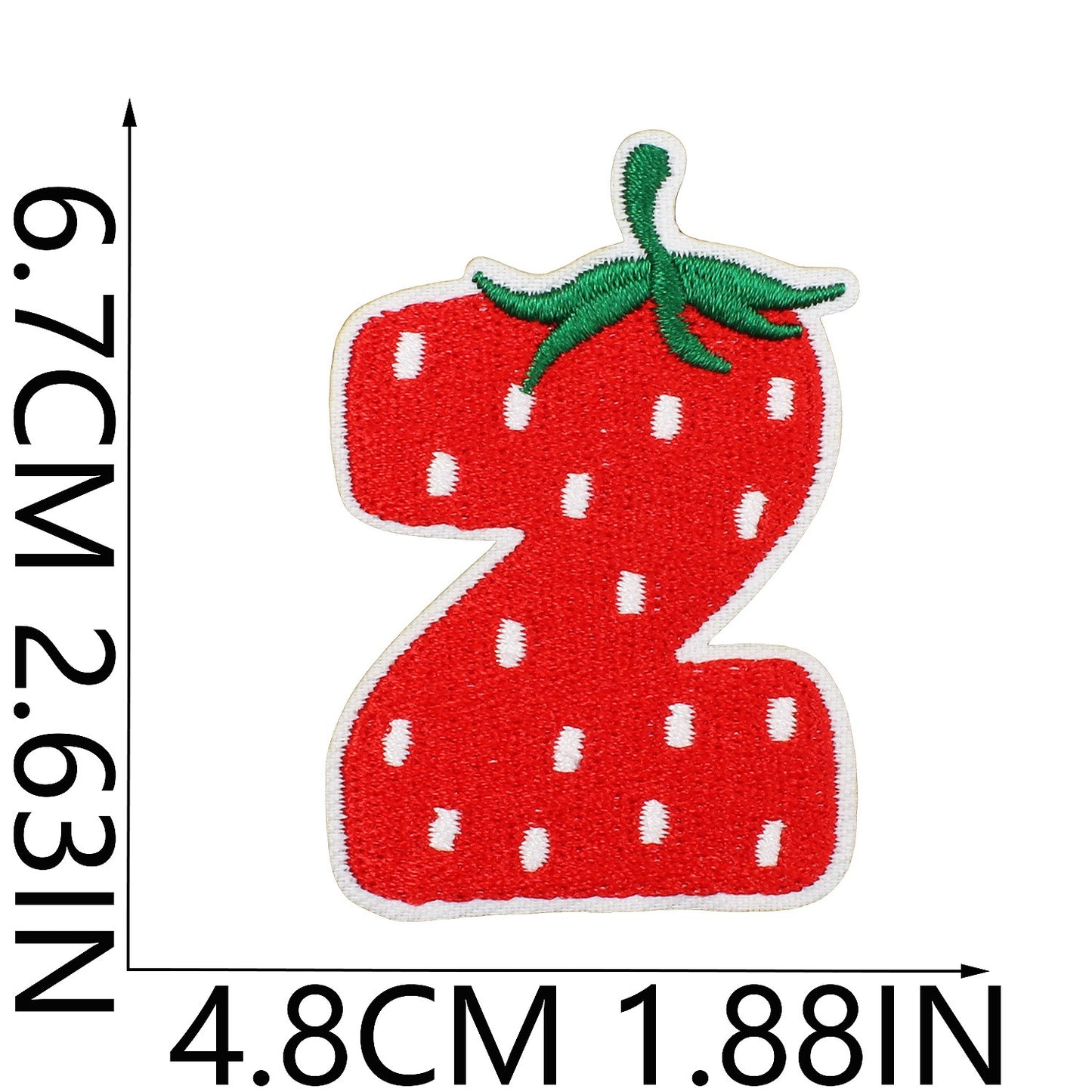 Erdbeere Buchstaben Aufnäher A–Z 6,7 cm zum Aufbügeln | Name für Schulranzen, Sportbeutel, Federmappe, Brotdose