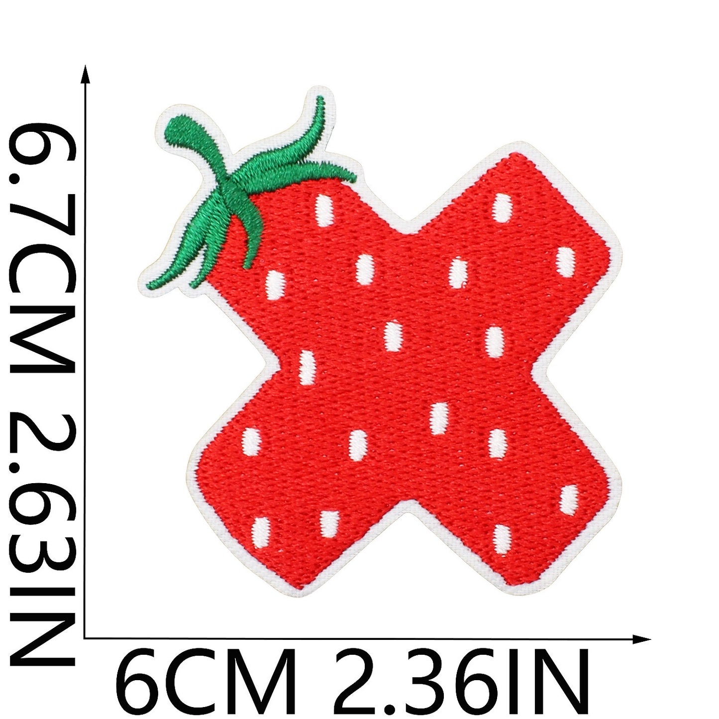 Erdbeere Buchstaben Aufnäher A–Z 6,7 cm zum Aufbügeln | Name für Schulranzen, Sportbeutel, Federmappe, Brotdose