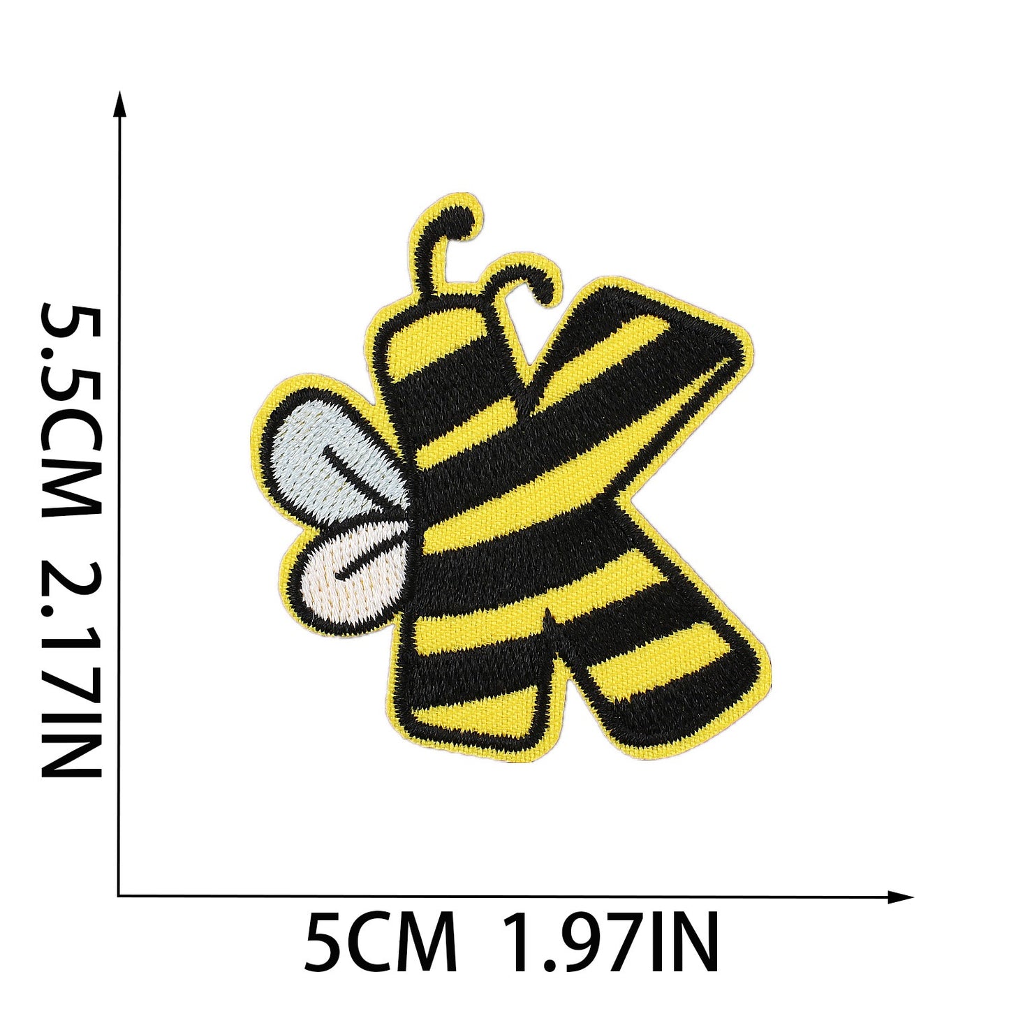 Biene Buchstaben Aufnäher A–Z 5,5 cm zum Aufbügeln | Name für Schulranzen, Sportbeutel, Federmappe, Brotdose