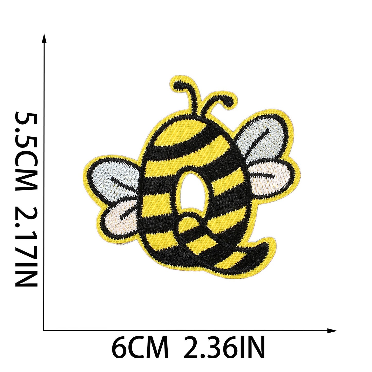 Biene Buchstaben Aufnäher A–Z 5,5 cm zum Aufbügeln | Name für Schulranzen, Sportbeutel, Federmappe, Brotdose