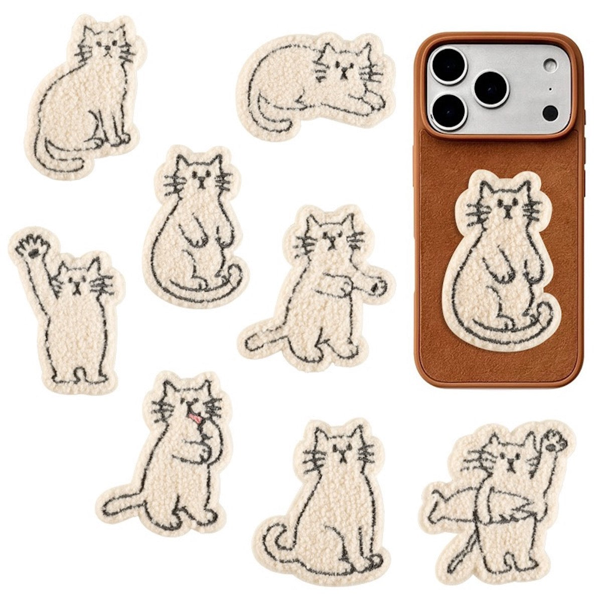 Katze Chenille Sticker Aufkleber Aufnäher für Handyhülle Kleidung Taschen DIY