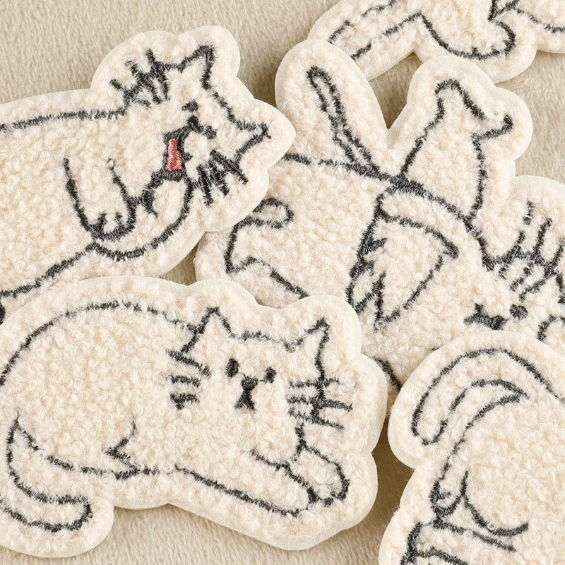 Katze Chenille Sticker Aufkleber Aufnäher für Handyhülle Kleidung Taschen DIY