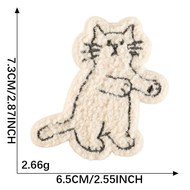 Katze Chenille Sticker Aufkleber Aufnäher für Handyhülle Kleidung Taschen DIY