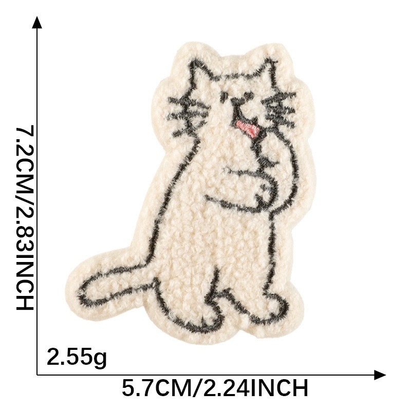 Katze Chenille Sticker Aufkleber Aufnäher für Handyhülle Kleidung Taschen DIY
