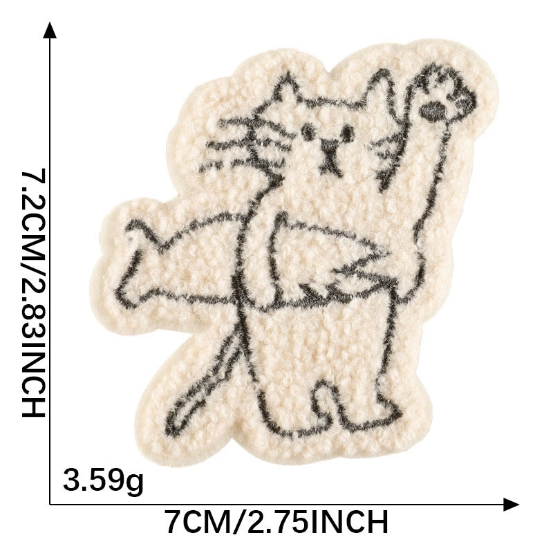 Katze Chenille Sticker Aufkleber Aufnäher für Handyhülle Kleidung Taschen DIY