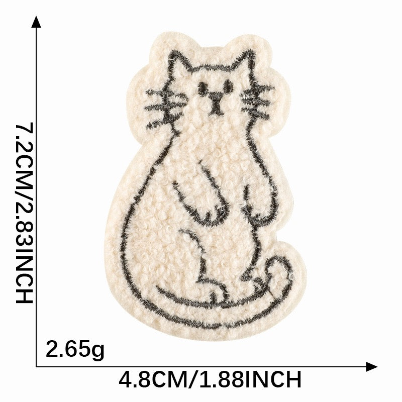 Katze Chenille Sticker Aufkleber Aufnäher für Handyhülle Kleidung Taschen DIY