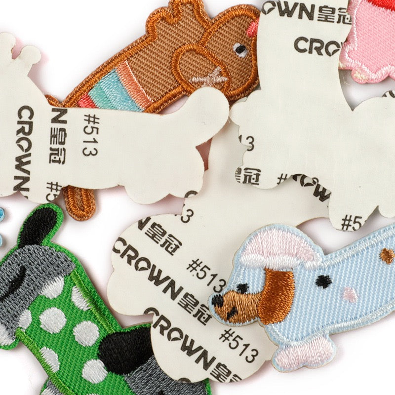 Hund Stickerei Patch Serie C selbstklebend Sticker oder aufbügelbar Iron-On DIY Handyhülle