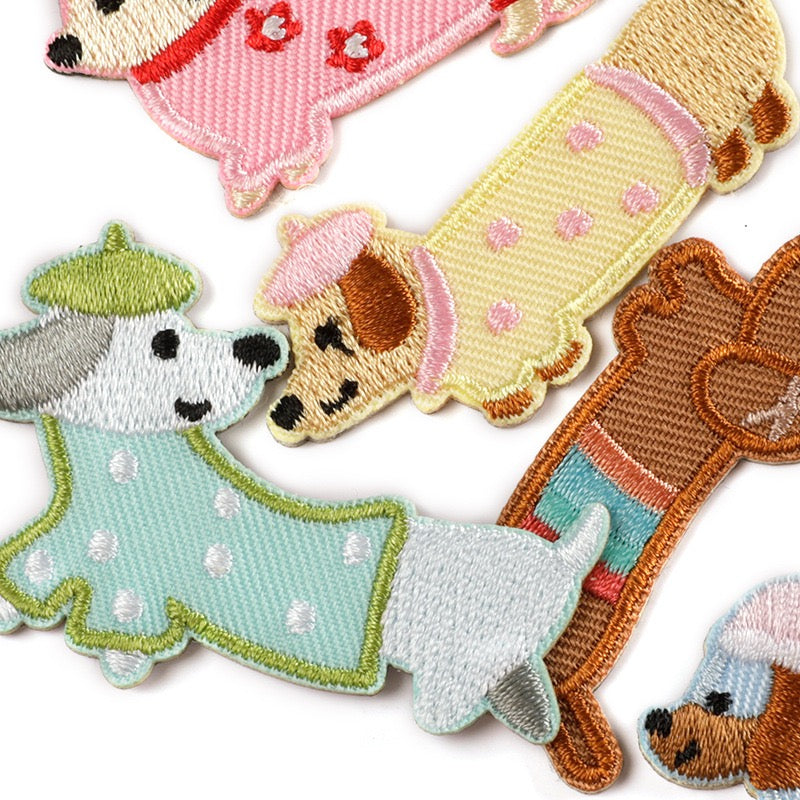 Hund Stickerei Patch Serie C selbstklebend Sticker oder aufbügelbar Iron-On DIY Handyhülle