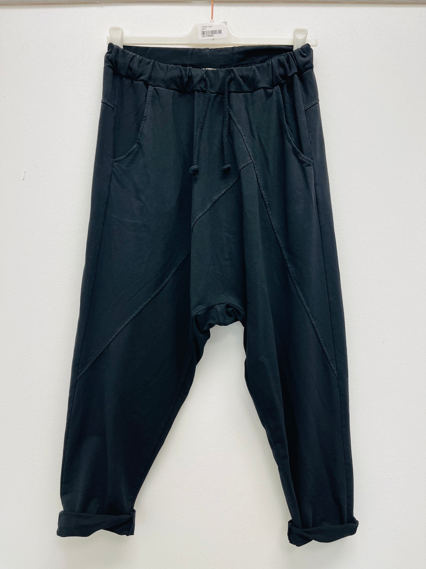 Wiya Damen Jogpants Baggy Boyfriend Hose Baumwolle Stretch One Size 38–40 schwarz