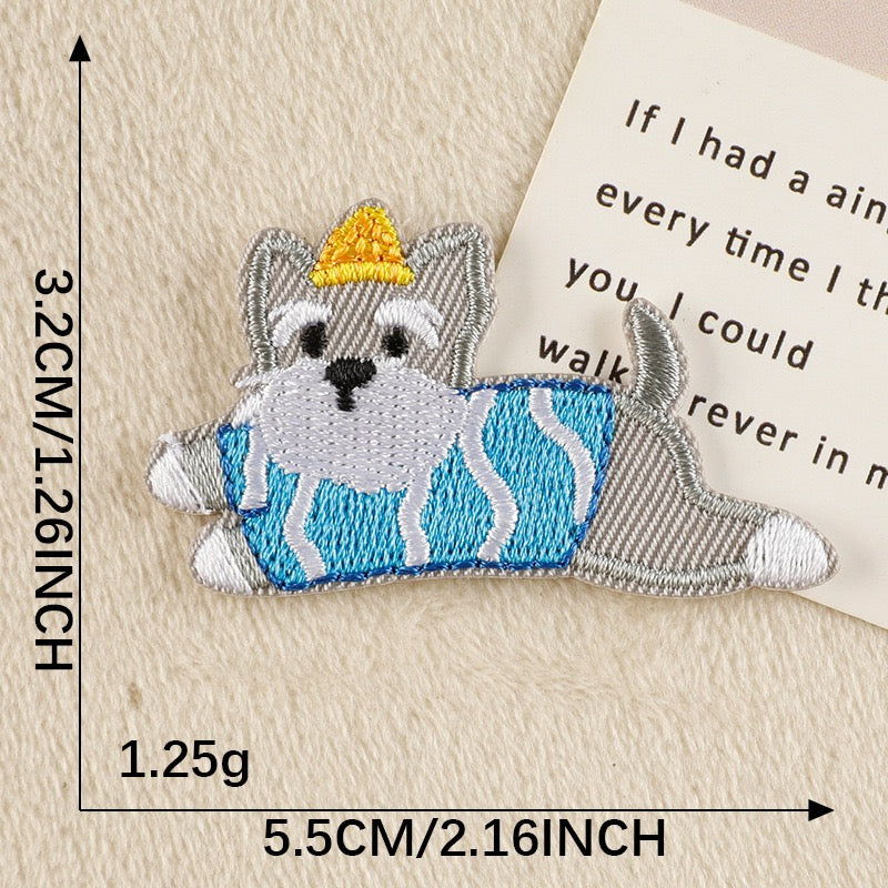 Hund Stickerei Patch Serie C selbstklebend Sticker oder aufbügelbar Iron-On DIY Handyhülle