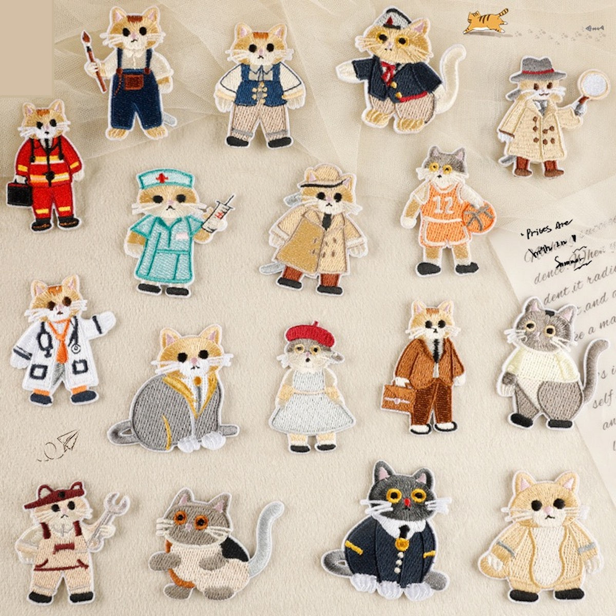 Katze Stickerei Patch Serie A Sticker Motivwahl 5er 10er 17er Set DIY Handyhülle Laptop Kleidung