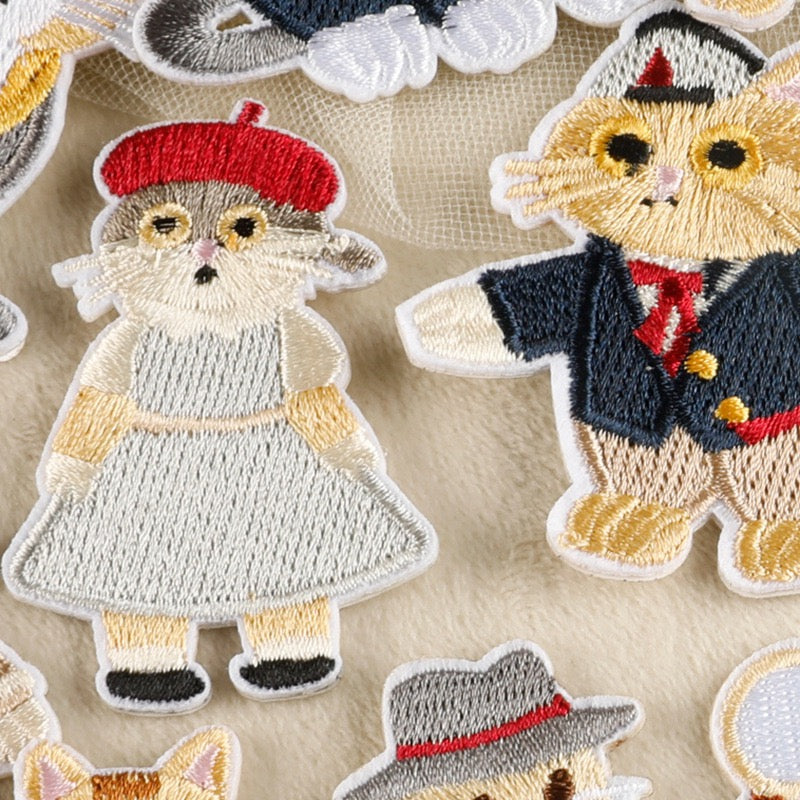 Katze Stickerei Patch Serie A Sticker Motivwahl 5er 10er 17er Set DIY Handyhülle Laptop Kleidung