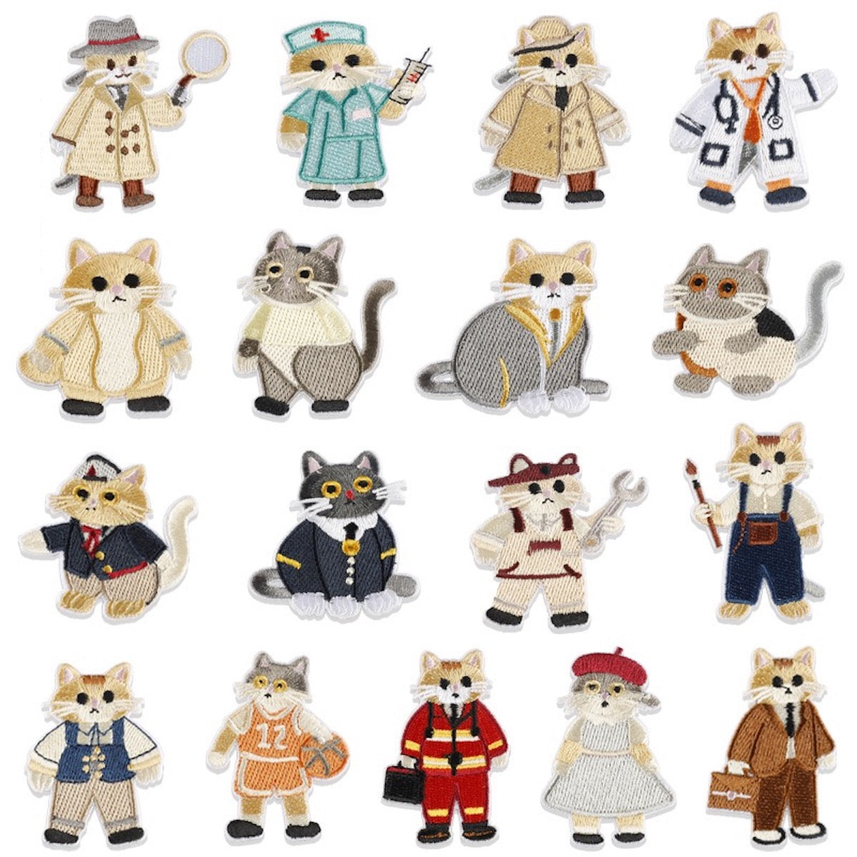 Katze Stickerei Patch Serie A Sticker Motivwahl 5er 10er 17er Set DIY Handyhülle Laptop Kleidung