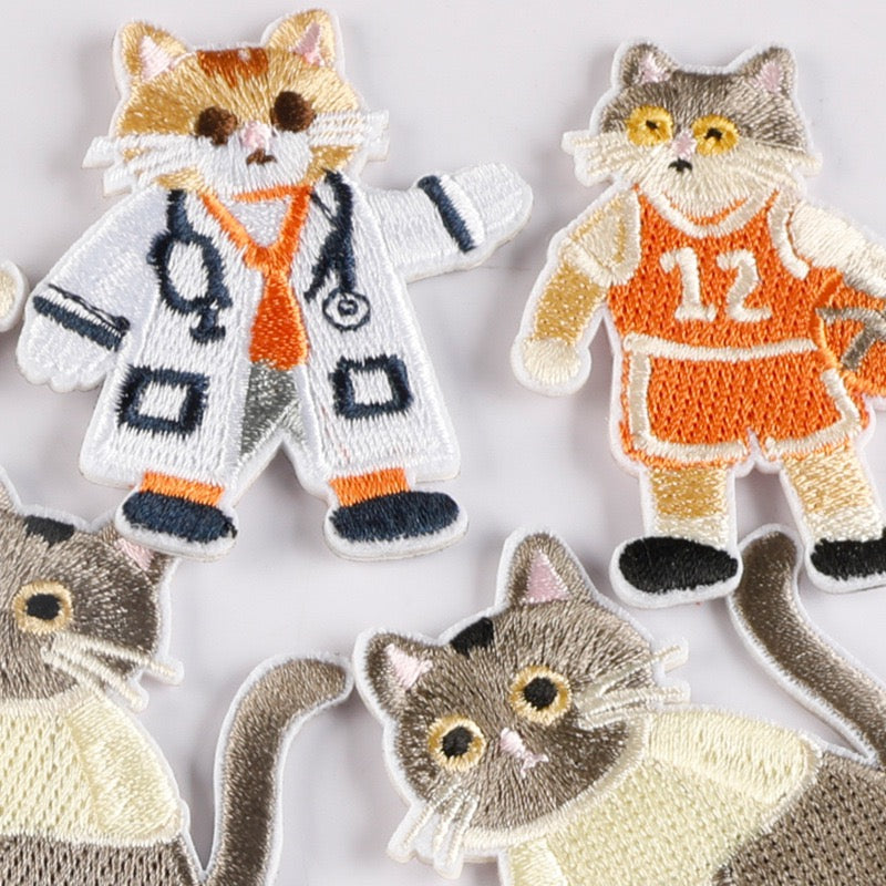 Katze Stickerei Patch Serie A Sticker Motivwahl 5er 10er 17er Set DIY Handyhülle Laptop Kleidung