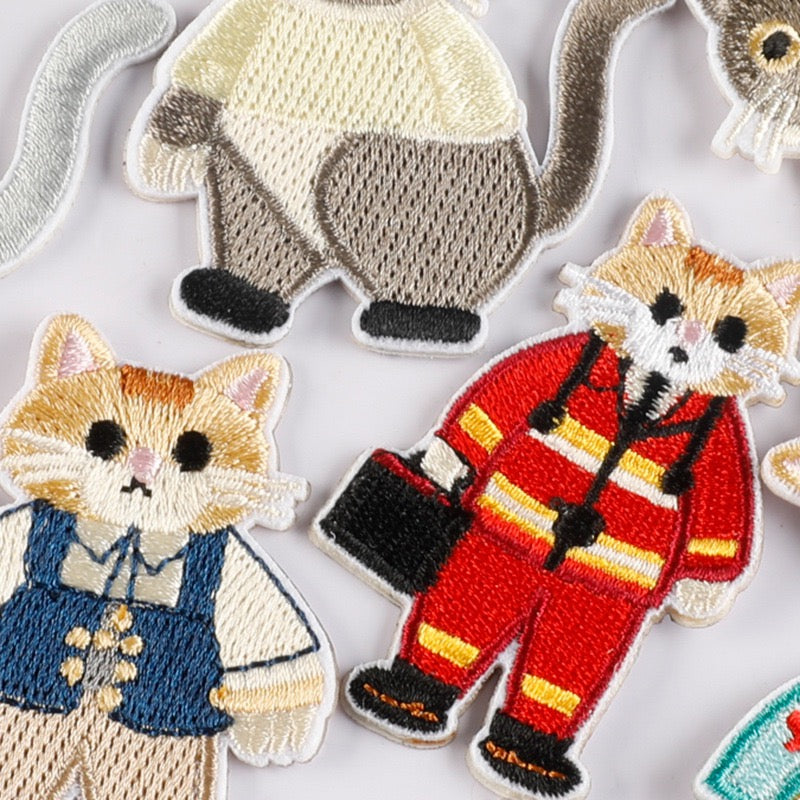 Katze Stickerei Patch Serie A Sticker Motivwahl 5er 10er 17er Set DIY Handyhülle Laptop Kleidung