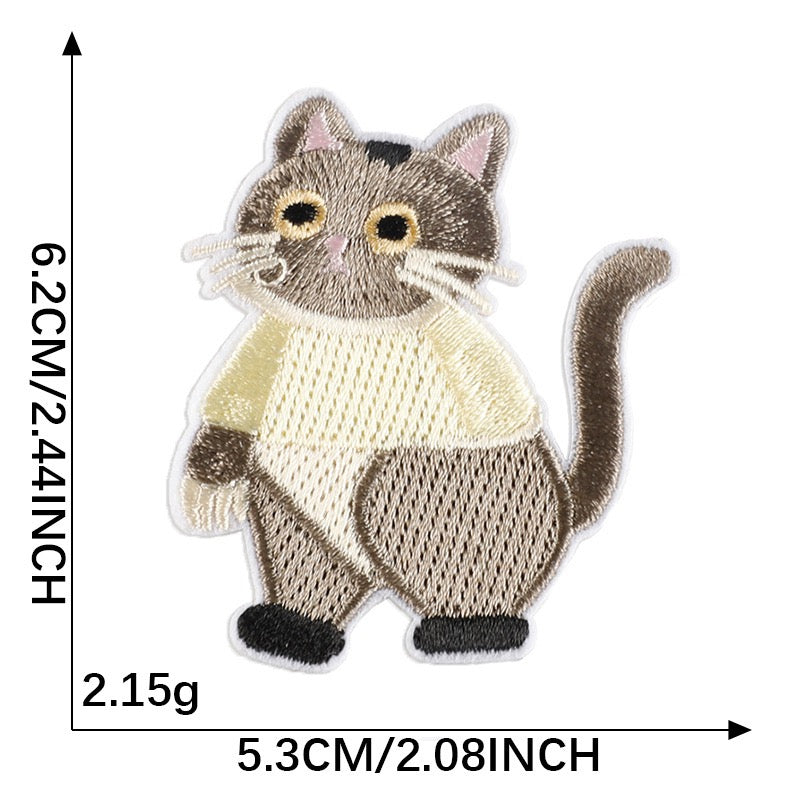 Katze Stickerei Patch Serie A Sticker Motivwahl 5er 10er 17er Set DIY Handyhülle Laptop Kleidung