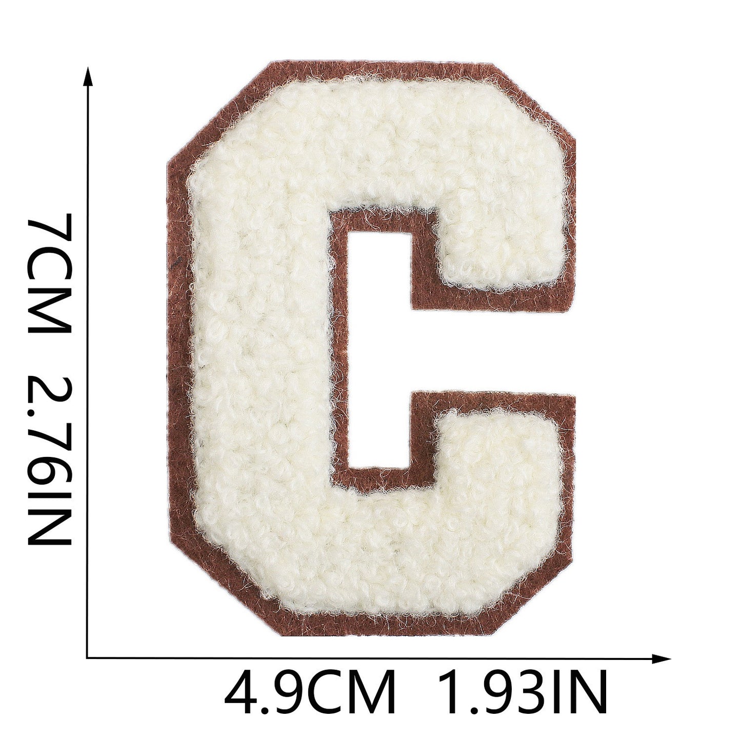 Creme 7cm Buchstaben A–Z Chenille Aufnäher Patches zum Aufbügeln für Kleidung DIY