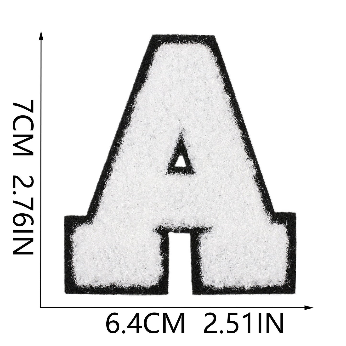 Weiß Schwarz 7cm Buchstaben A–Z Chenille Aufnäher Patches zum Aufbügeln für Kleidung DIY