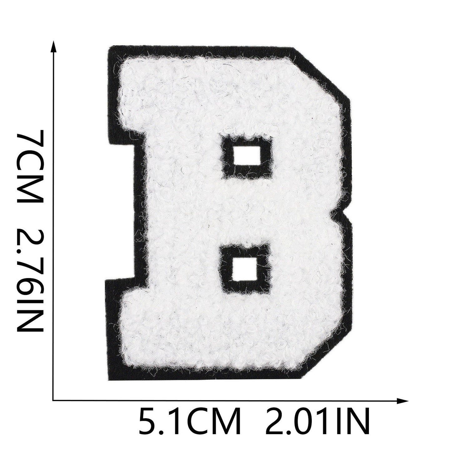 Weiß Schwarz 7cm Buchstaben A–Z Chenille Aufnäher Patches zum Aufbügeln für Kleidung DIY