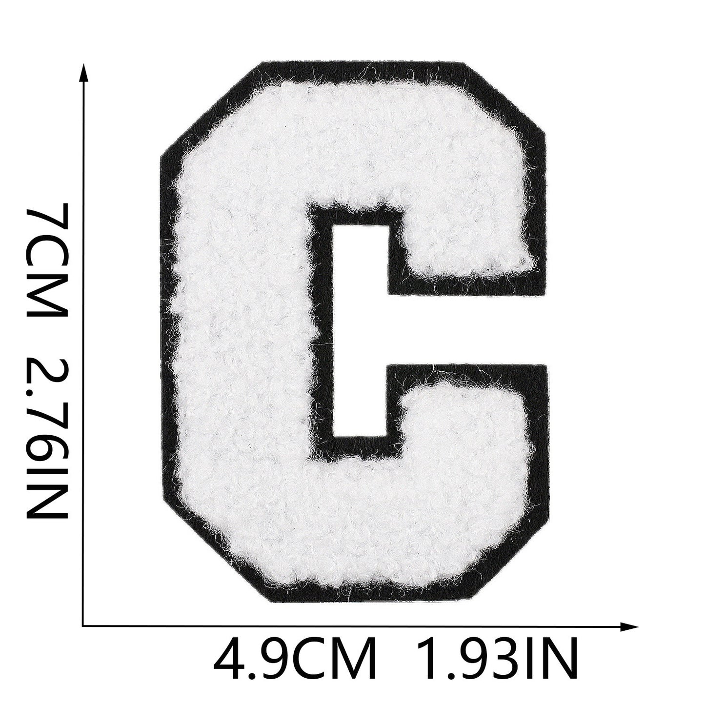 Weiß Schwarz 7cm Buchstaben A–Z Chenille Aufnäher Patches zum Aufbügeln für Kleidung DIY