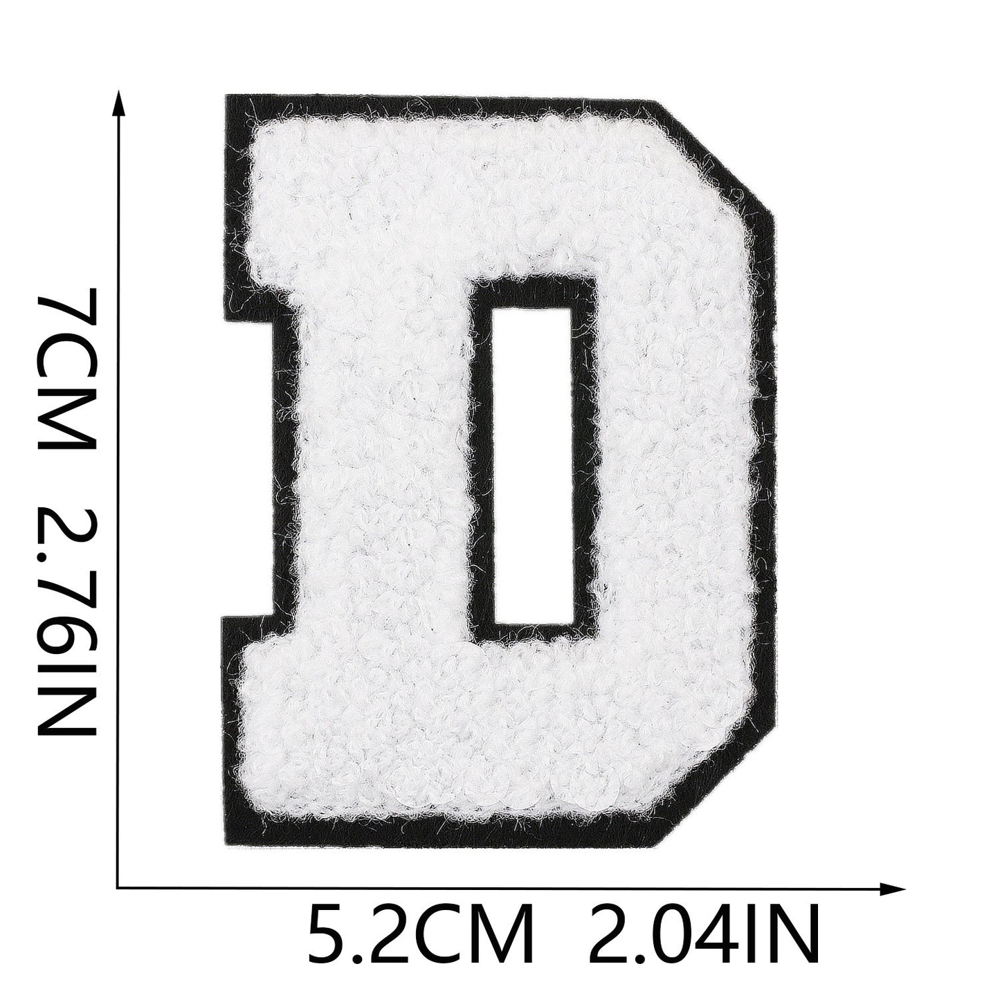 Weiß Schwarz 7cm Buchstaben A–Z Chenille Aufnäher Patches zum Aufbügeln für Kleidung DIY