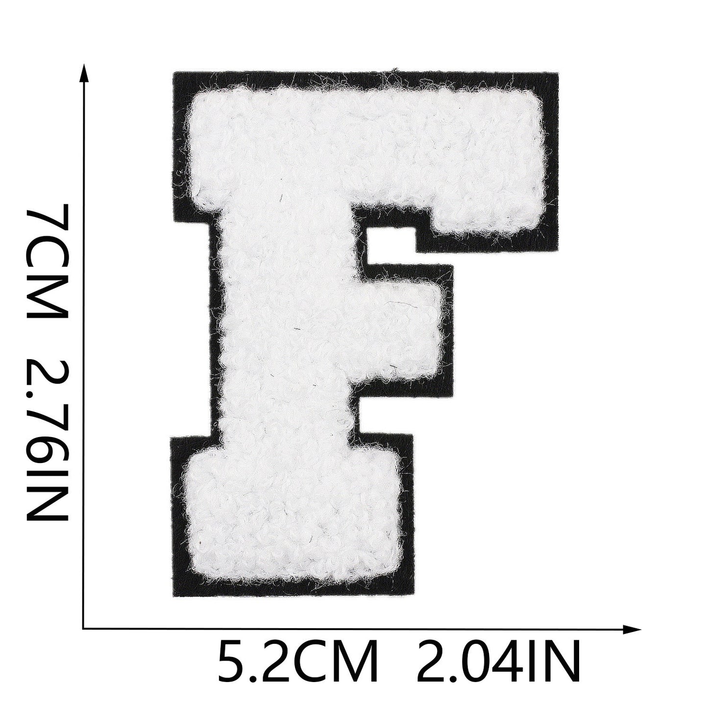 Weiß Schwarz 7cm Buchstaben A–Z Chenille Aufnäher Patches zum Aufbügeln für Kleidung DIY