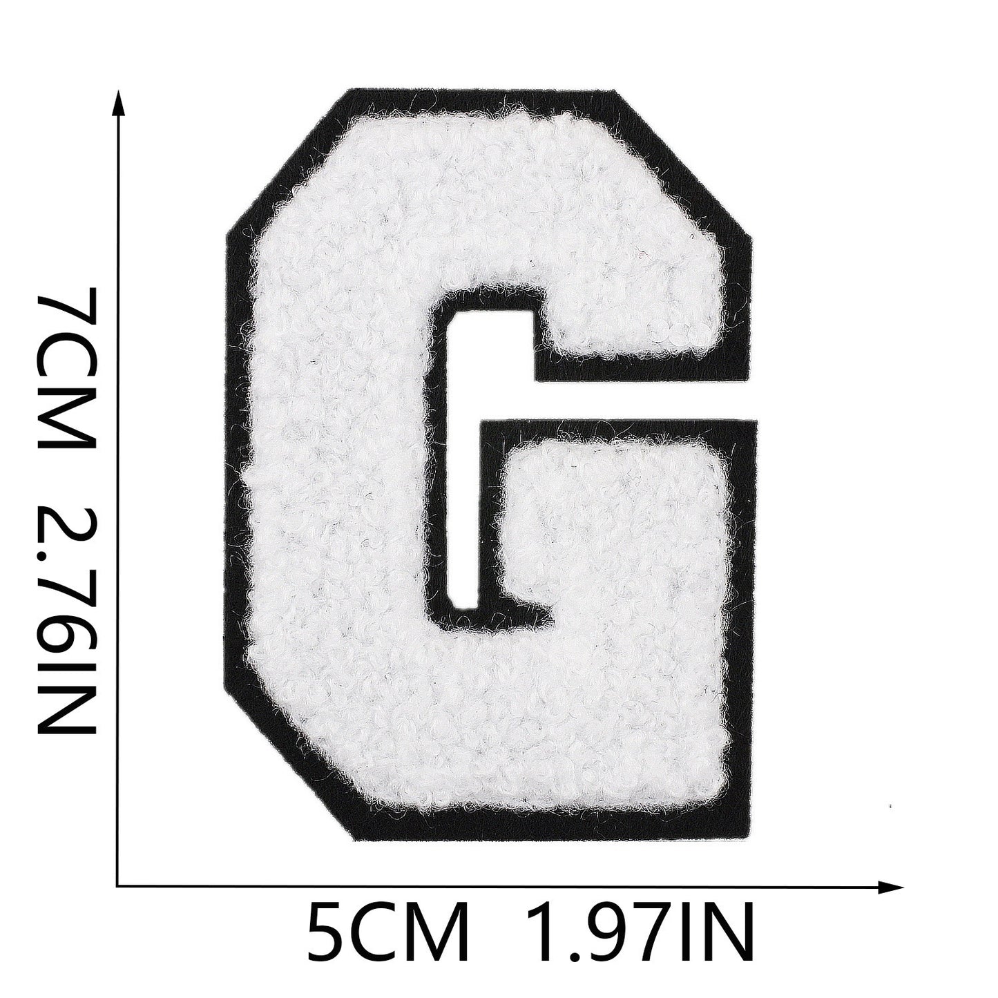 Weiß Schwarz 7cm Buchstaben A–Z Chenille Aufnäher Patches zum Aufbügeln für Kleidung DIY