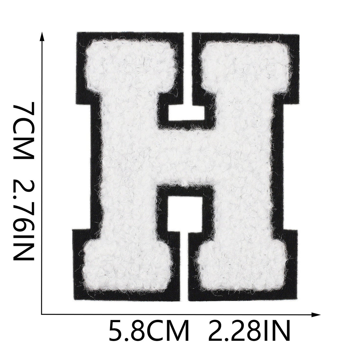 Weiß Schwarz 7cm Buchstaben A–Z Chenille Aufnäher Patches zum Aufbügeln für Kleidung DIY