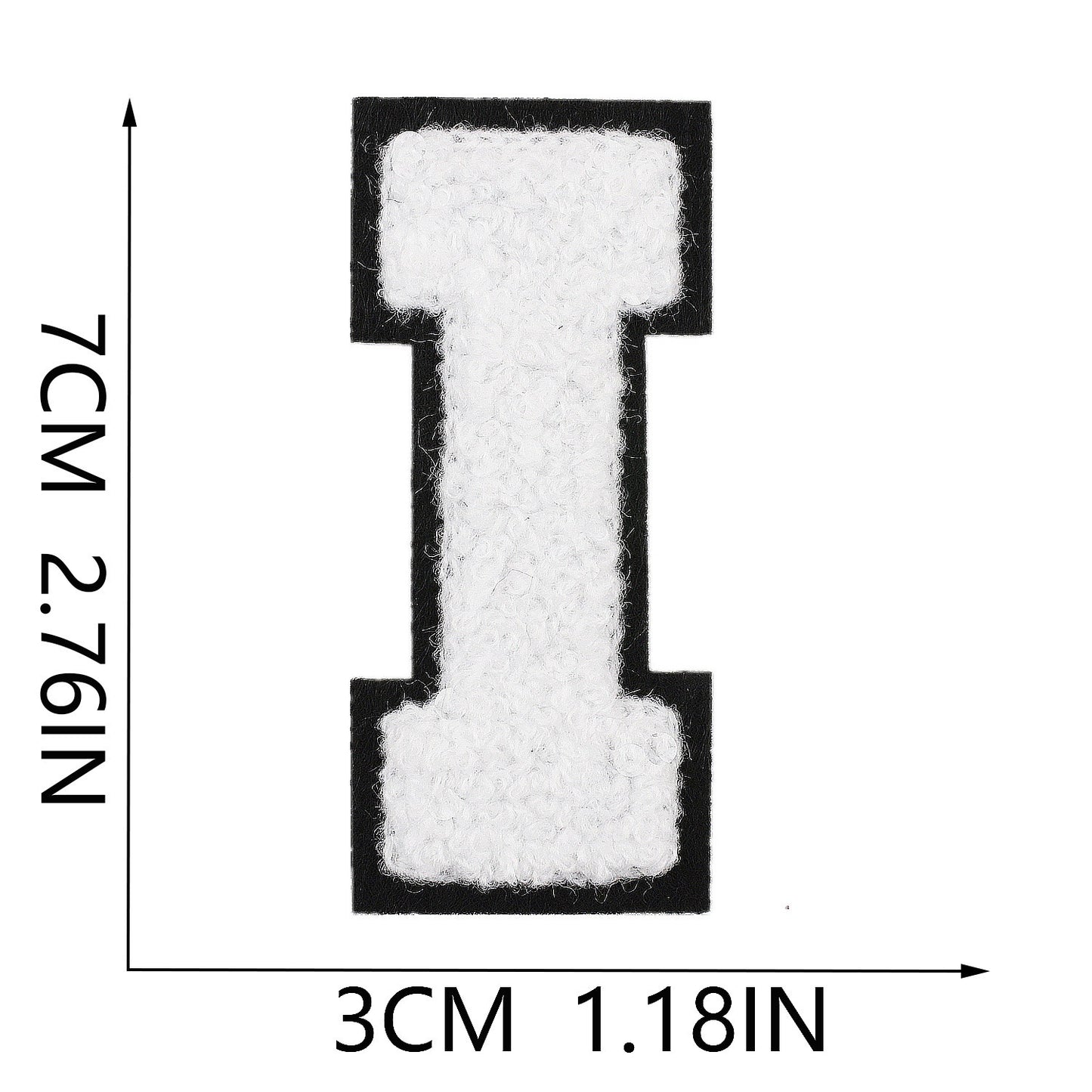 Weiß Schwarz 7cm Buchstaben A–Z Chenille Aufnäher Patches zum Aufbügeln für Kleidung DIY