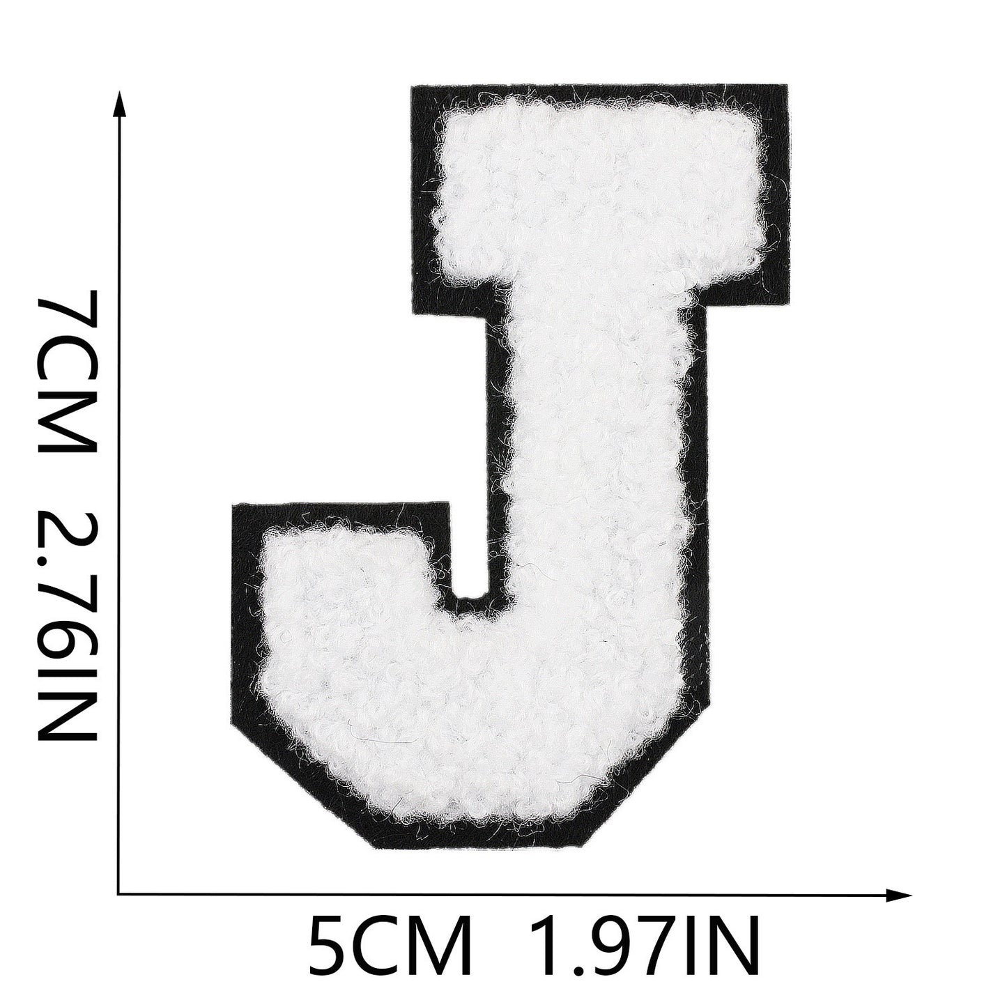 Weiß Schwarz 7cm Buchstaben A–Z Chenille Aufnäher Patches zum Aufbügeln für Kleidung DIY