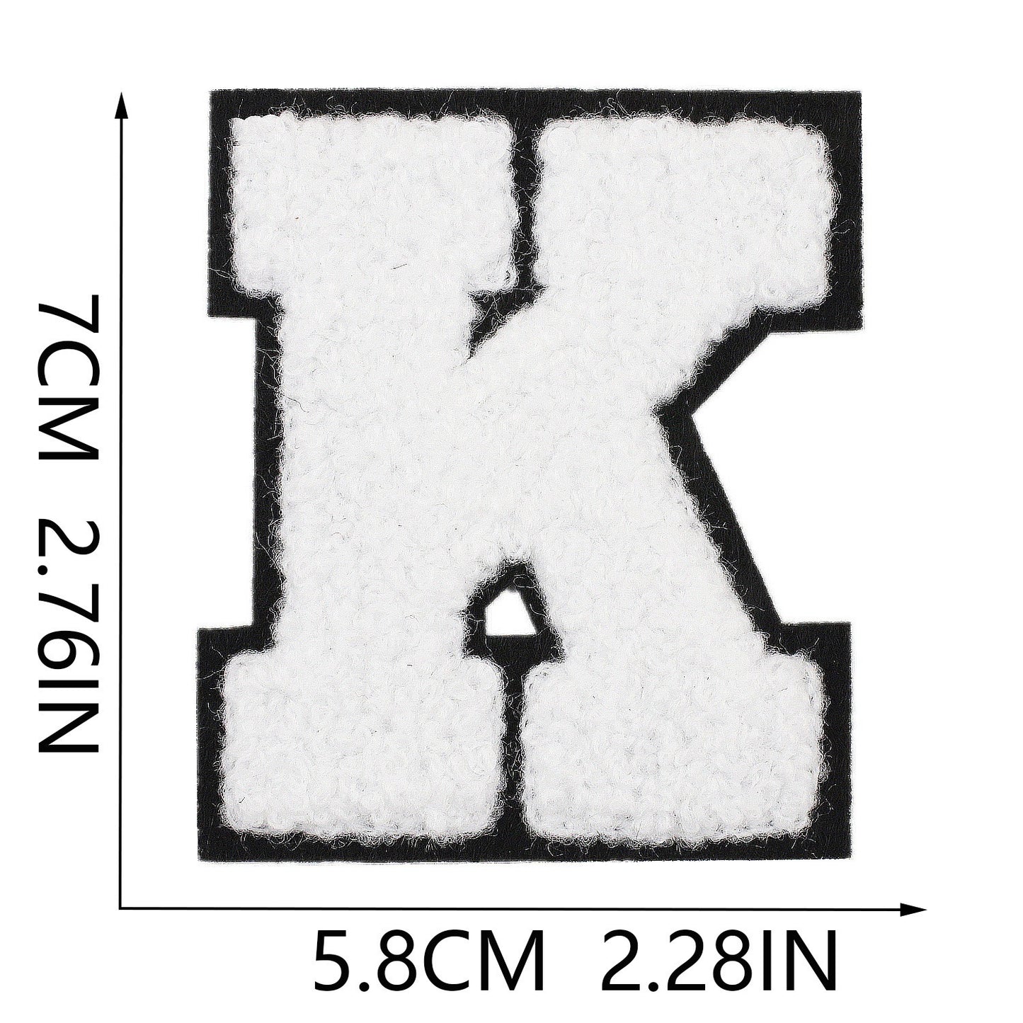 Weiß Schwarz 7cm Buchstaben A–Z Chenille Aufnäher Patches zum Aufbügeln für Kleidung DIY